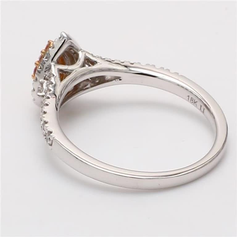 Natürlicher rosa Runder und weißer Diamant 0,35 Karat TW Gold Cluster-Ring (Zeitgenössisch)