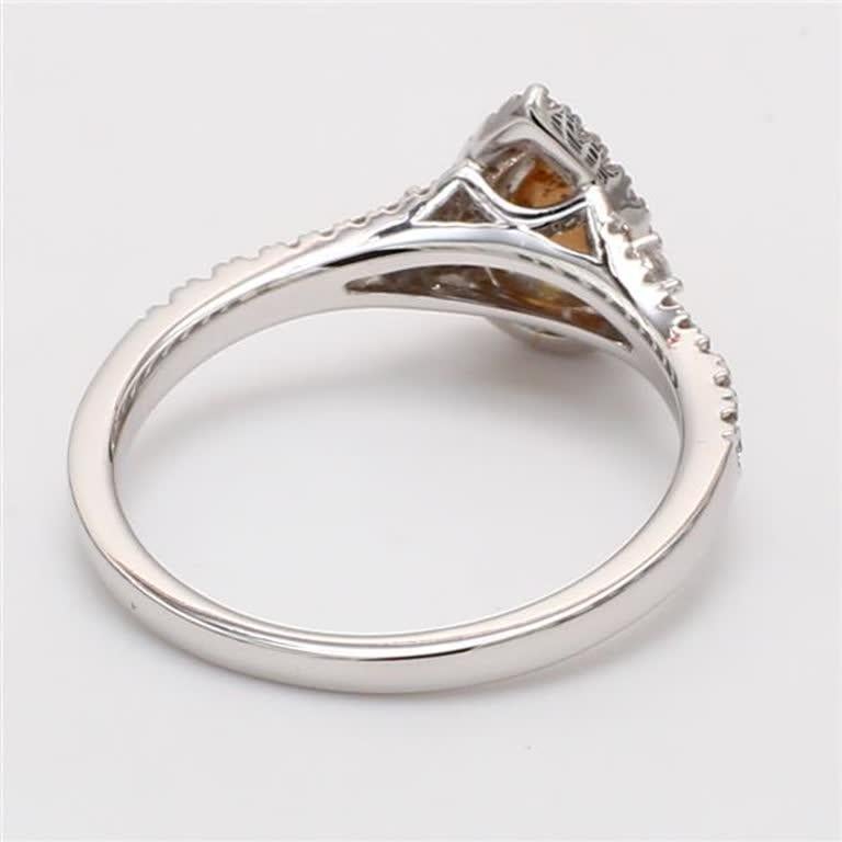 Natürlicher rosa Runder und weißer Diamant 0,35 Karat TW Gold Cluster-Ring (Rundschliff)