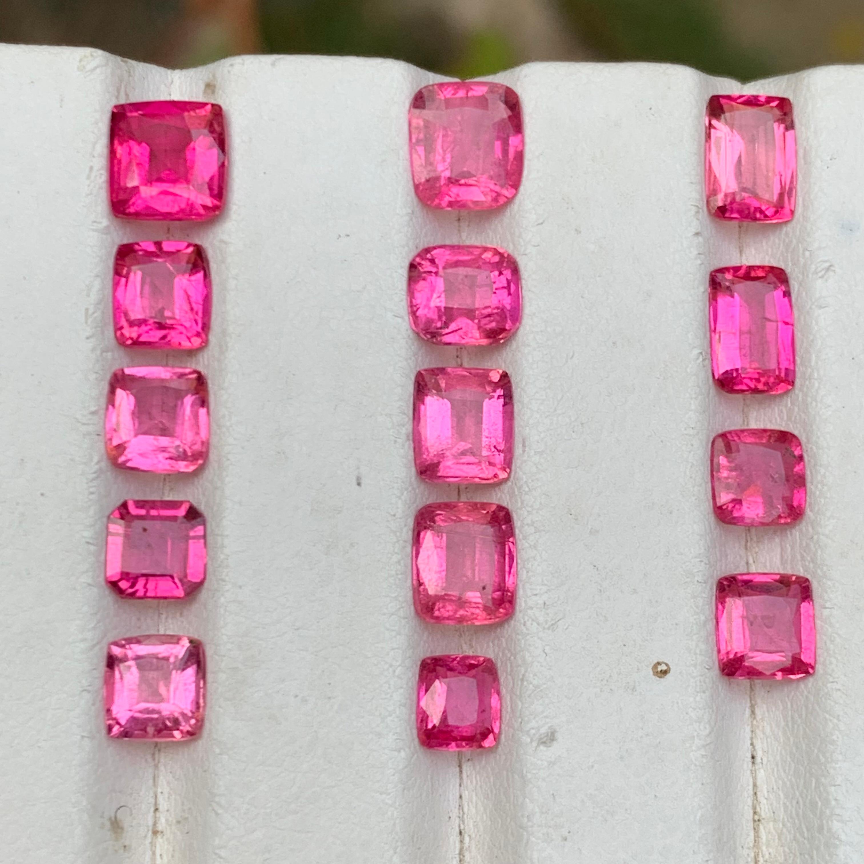 Turmalina rubelita rosa natural 10 ct talla cojín piedras sueltas para joyería Contemporáneo en venta
