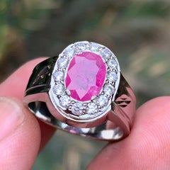 Natural Pink Rubellite Tourmaline Statement Ring in 925 Sterling Silver-Handmade