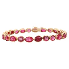Natural Pink Ruby Bracelet in 18K Yellow Gold