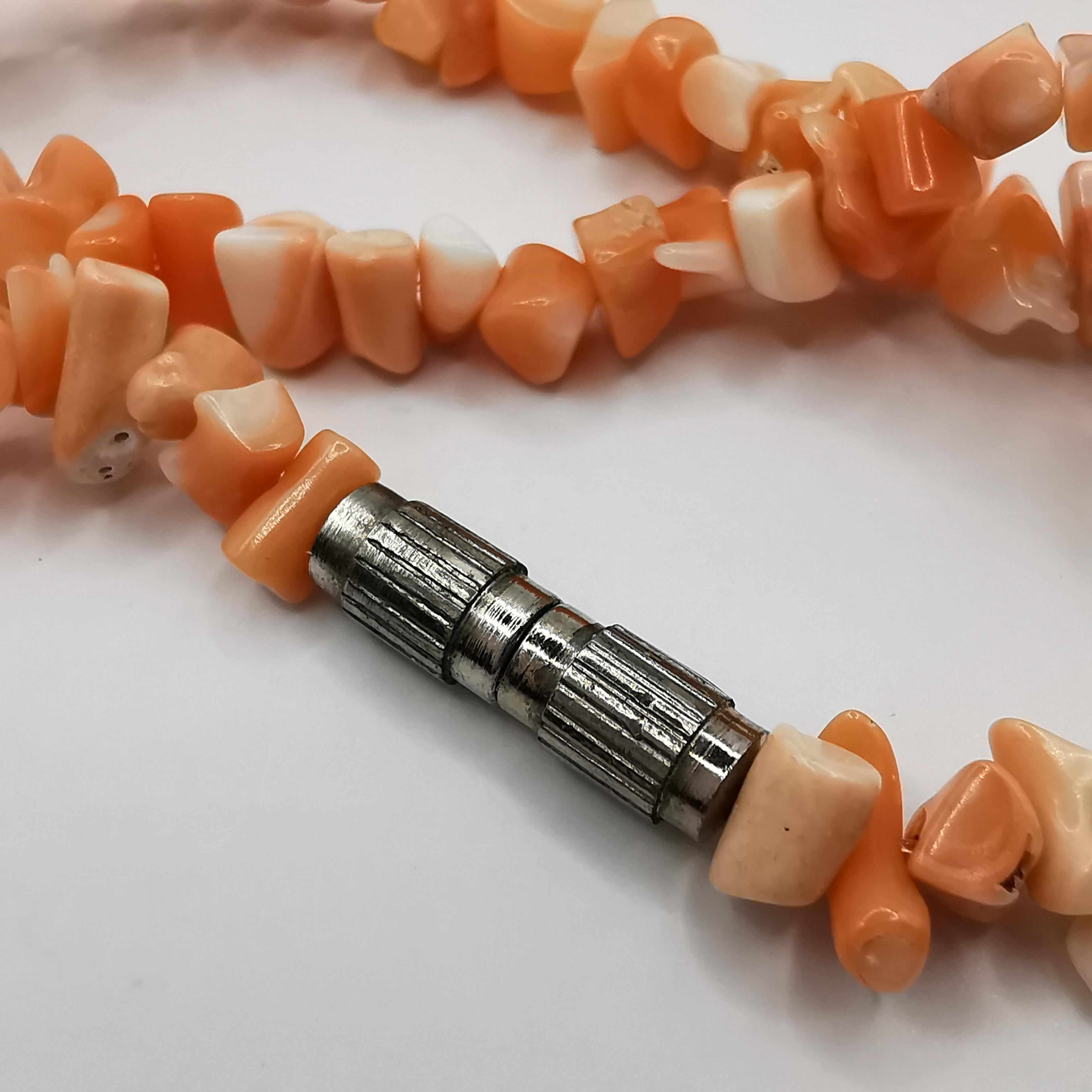 Contemporary Natural Pink Salmon Coral Necklace For Sale