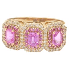14K Gold Pink Sapphire 0.15ct & Diamond 0.23ct Ring