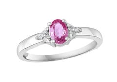 Designer 14K White Gold Pink Sapphire 0.25ct & Diamond Ring
