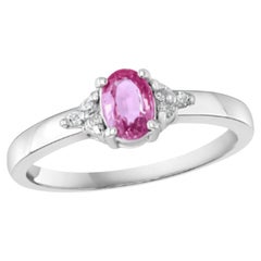 Designer-Ring aus 14-karätigem Weißgold mit rosa Saphir (0,25 Karat) und Diamanten