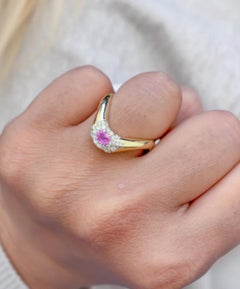 14K Yellow Gold Pink Sapphire 0.28ct & Diamond 0.14ct Ring