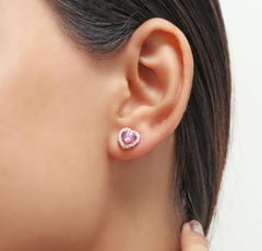 Orecchino con zaffiro rosa naturale da 0,70 carati e diamante da 0,35 carati in oro 14k