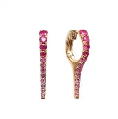 Natural Pink sapphire 0.75cts Earring in 14k Gold