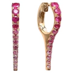 Natural Pink sapphire 0.75cts Earring in 14k Gold