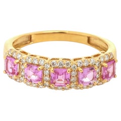Natural Pink sapphire 0.99cts & Diamond 0.34cts Ring in 14k Gold