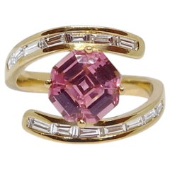 Natural Pink Sapphire 1.01CTS & Diamond 0.61CTS Ring in 18k Gold