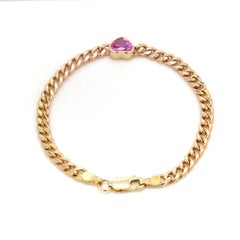 Zafiro Rosa Natural 1,10cts Pulsera de Oro de 14K