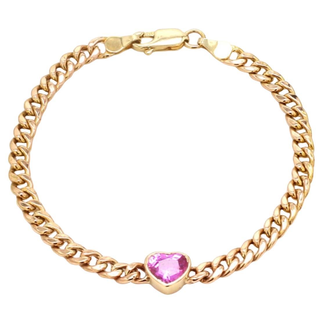 Bracelet en or 14K avec saphir rose naturel 1.10cts