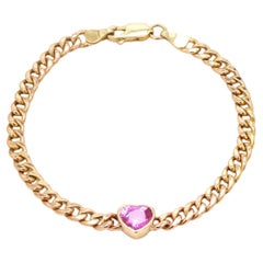 Bracelet en or 14K avec saphir rose naturel 1.10cts
