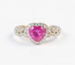 Natural Pink sapphire 1.13cts & Diamond 0.18cts Ring in 14k Gold