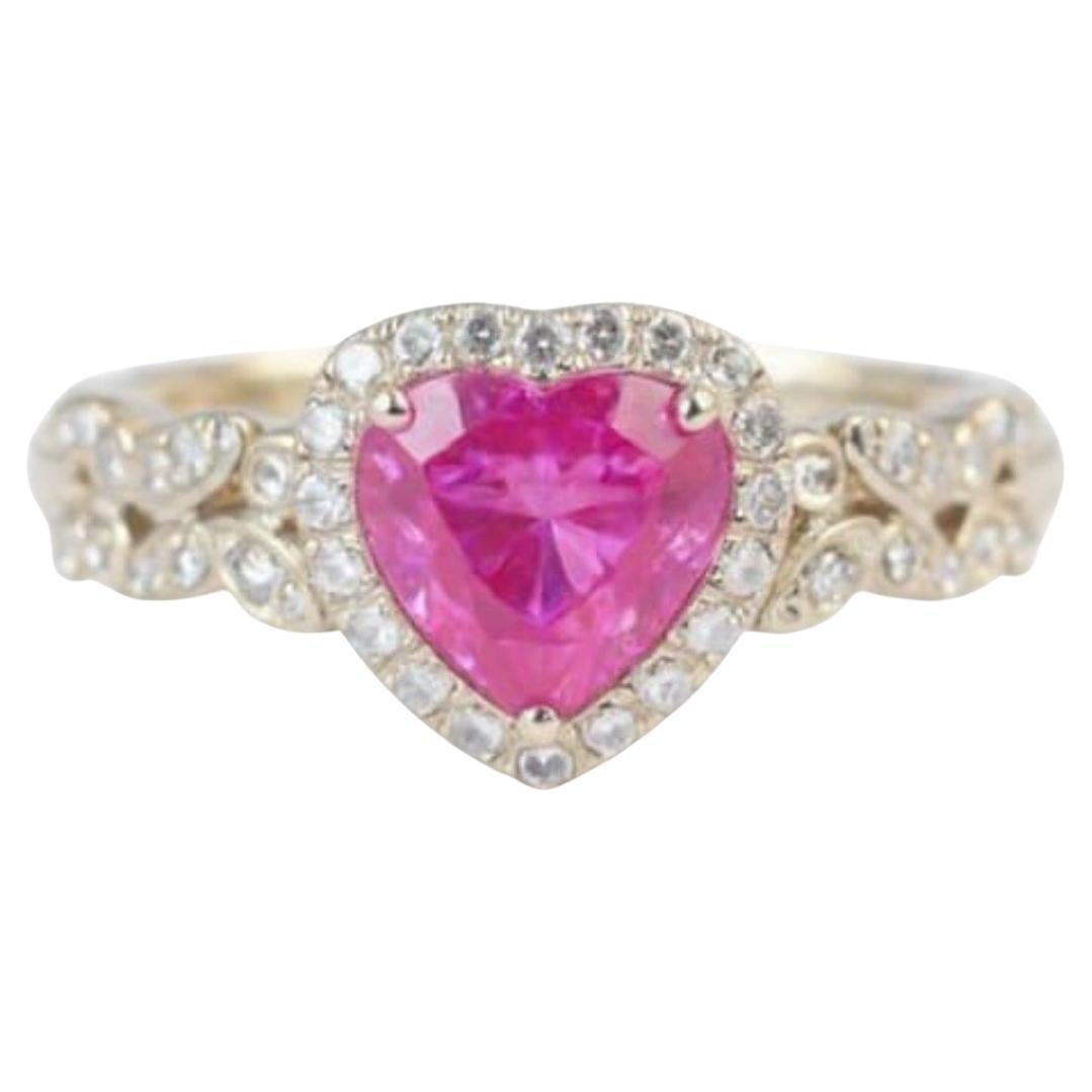 14-karätiger Goldring mit einem rosa Saphir (1,13 Karat) und einem Diamanten (0,18 Karat)