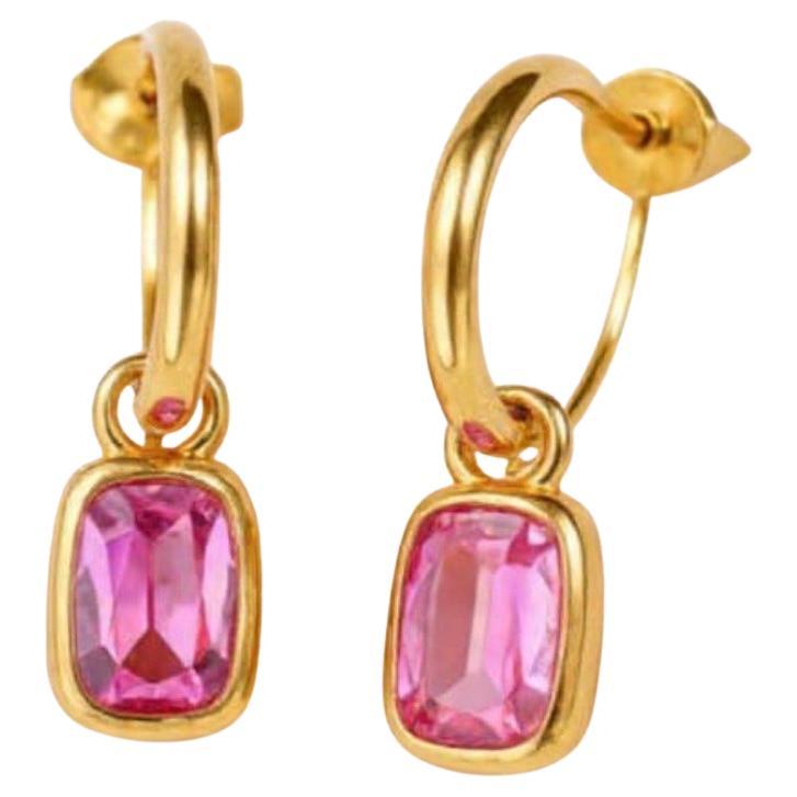 1.1ct Natural Pink Sapphire Asscher Cut Stud Earrings in 14K Gold