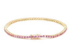 Natürlicher rosa Saphir 12cts & Diamant 0.86cts Armband in 14K Gold