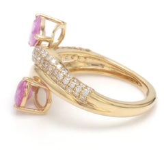 Natural Pink sapphire 1.37cts & Diamond 0.34cts Ring in 14k Gold