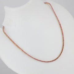 Collier tennis en or jaune 14 carats avec saphir rose naturel – Bijou de mariage à offrir