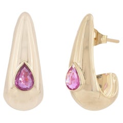 Natural Pink Sapphire 14kt Yellow Gold Push Back Earrings Fine Jewelry