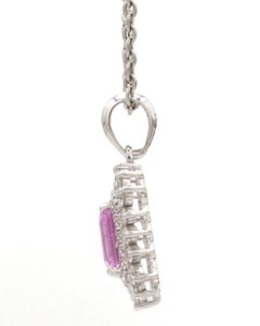 Natural Pink Sapphire 1.80cts & Diamond 0.54cts Necklace in 14k Gold