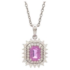Natural Pink Sapphire 1.80cts & Diamond 0.54cts Necklace in 14k Gold
