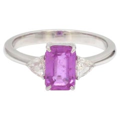 Bague en or 14 carats sertie d'un saphir rose naturel de 1,82 ct et de diamants de 0,28 ct