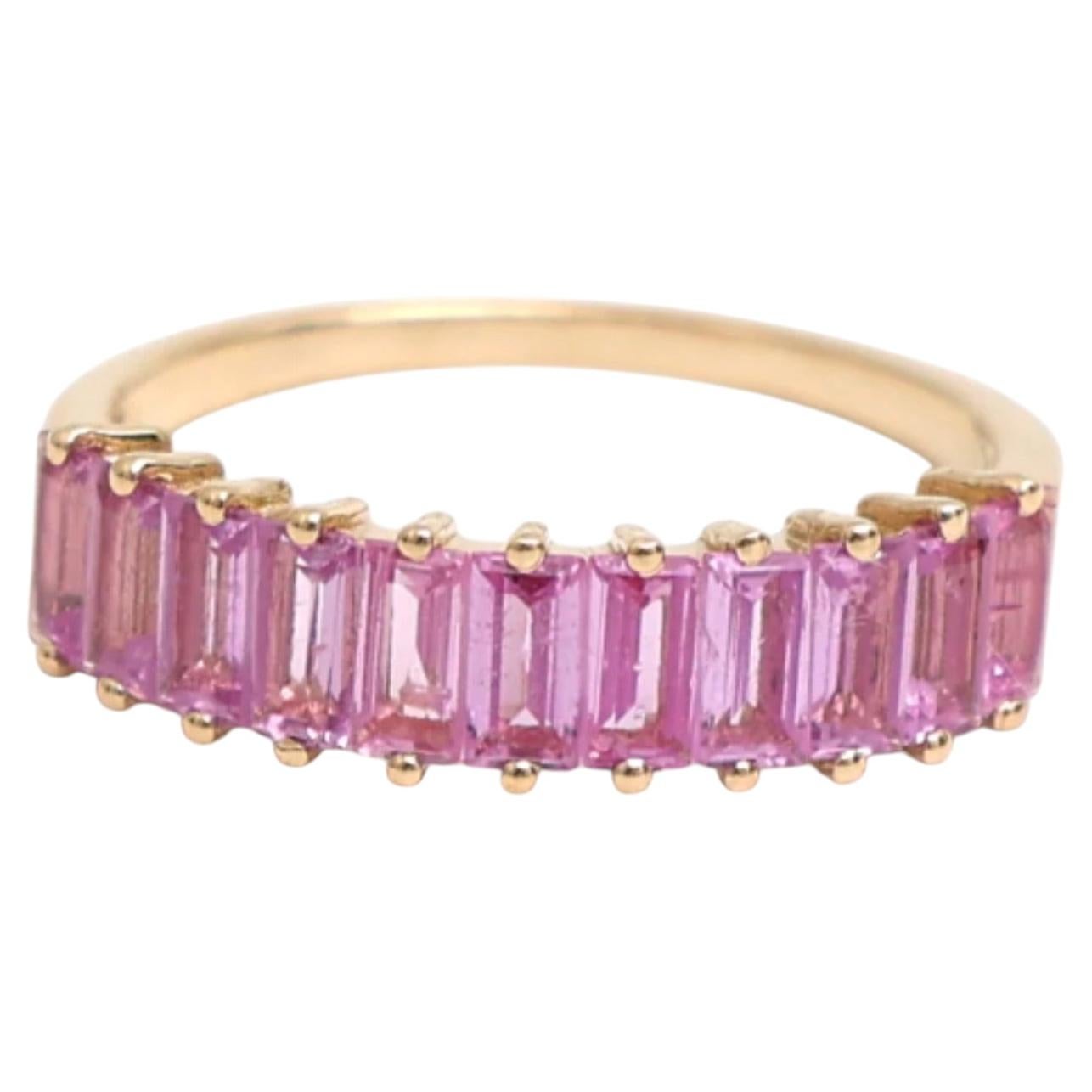 1.84ct Natural Pink Sapphire Asscher Cut Ring in 14K Yellow Gold