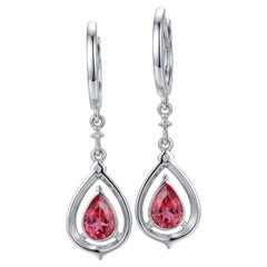 Natural Pink sapphire 1.96cts & Diamond 0.26cts Earring in 18k Gold