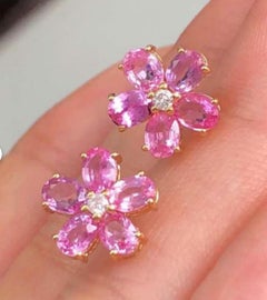 Bague en or 14k avec saphir rose naturel 2,10cts et diamant 0,01cts