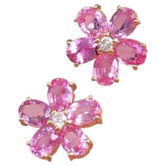 Bague en or 14k avec saphir rose naturel 2,10cts et diamant 0,01cts