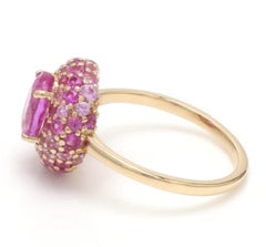 Natural Pink sapphire 2.95cts & Diamond Ring in 14k Gold