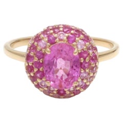 Natural Pink sapphire 2.95cts & Diamond Ring in 14k Gold