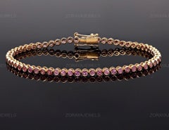 Natural Pink Sapphire 3.00cts Bracelet in 14k Gold