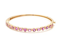 Natural Pink Sapphire 3.89cts Bracelet in 14K Gold