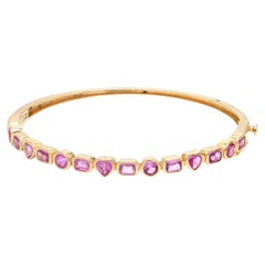 Bracelet en or 14K avec saphir rose naturel 3.89cts
