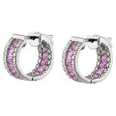 Boucles d'oreilles en or 18 carats avec saphir rose naturel de 3,98 carats et diamants de 0,96 carat