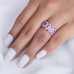 Natural Pink Sapphire 3cts & Diamond 0.77cts Ring in 14k Gold