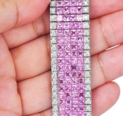 Zaffiro rosa naturale da 43,80 carati e bracciale con diamanti da 2 carati in oro 18 carati