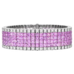 Zaffiro rosa naturale da 43,80 carati e bracciale con diamanti da 2 carati in oro 18 carati