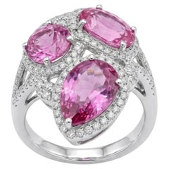 Stunning 18K Gold Pink Sapphire 4.41ct & Diamond 0.51ct Ring, New