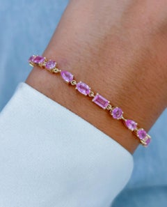 Natural Pink Sapphire 5.90cts Bracelet in 14k Gold