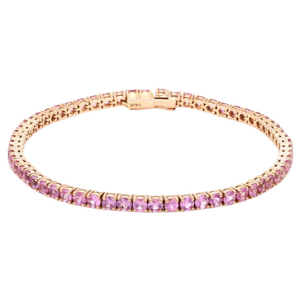 Natural Pink Sapphire 5cts Bracelet in 14K Gold