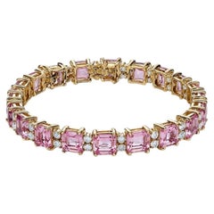 Natürlicher rosa Saphir 6,67cts & Diamant 0,47cts Armband in 14k Gold