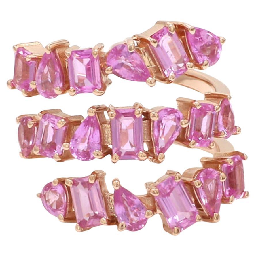 Natürlicher rosa Saphir 7cts Ring in 18k Gold im Angebot