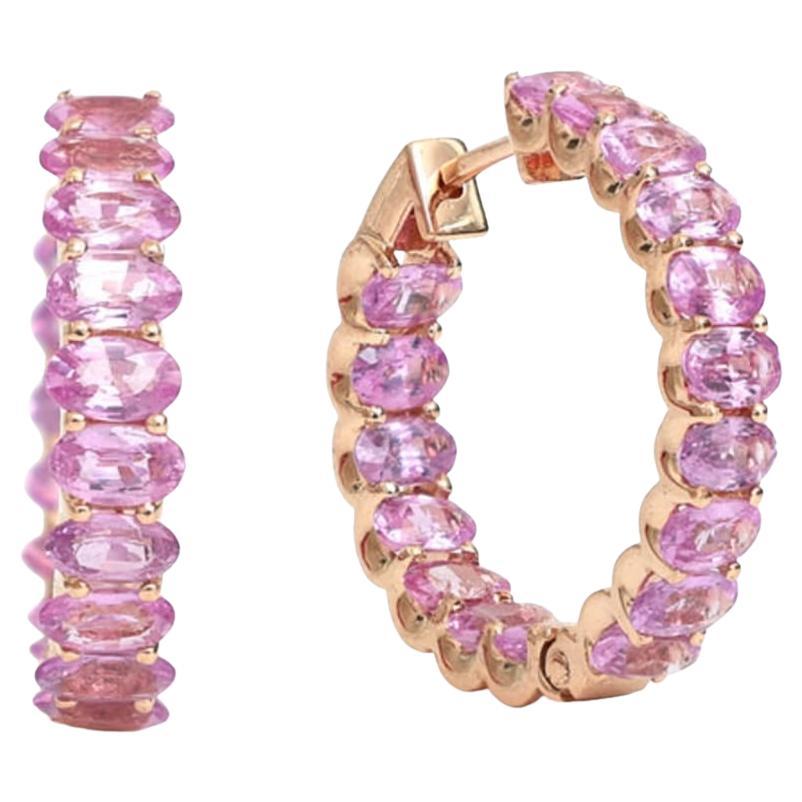 Natural Pink Sapphire 8.40cts Earring in 14k Gold