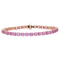 Bracelet en or rose 18 carats, saphir rose naturel 8,82 carats et diamant 0,99 carat