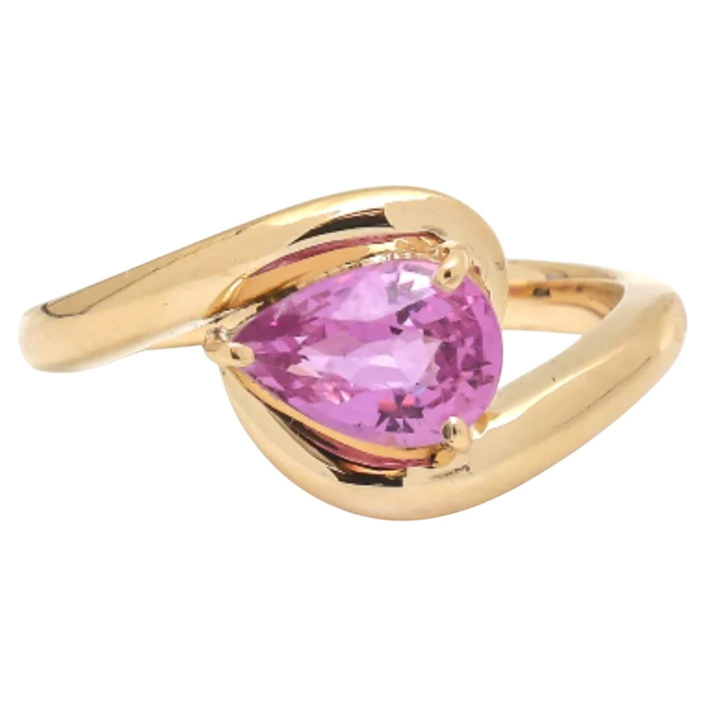 0.92ct Natural Pink Sapphire Asscher Cut Ring in 14K Yellow Gold