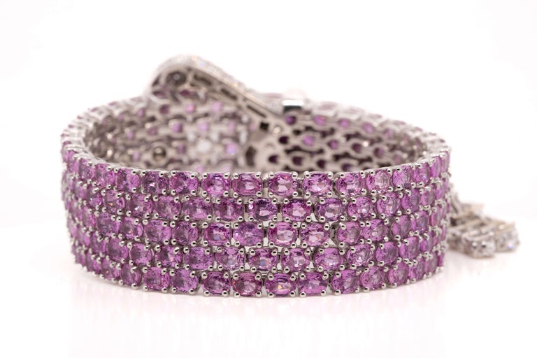 Certified Pink & Purple Sapphire Belt Buckle Bracelet with Diamonds